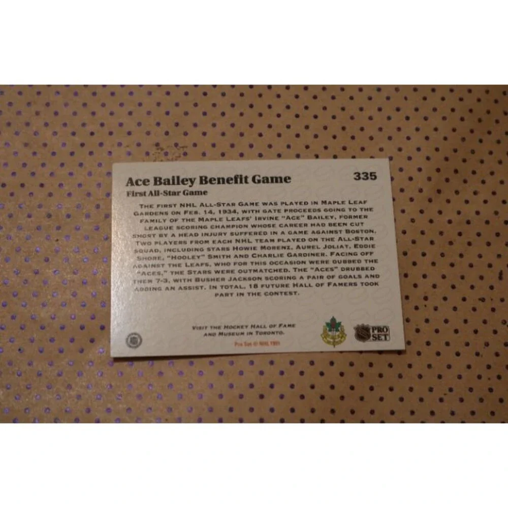 Ace Bailey Benefit Game #335 Hockey Card (1991)